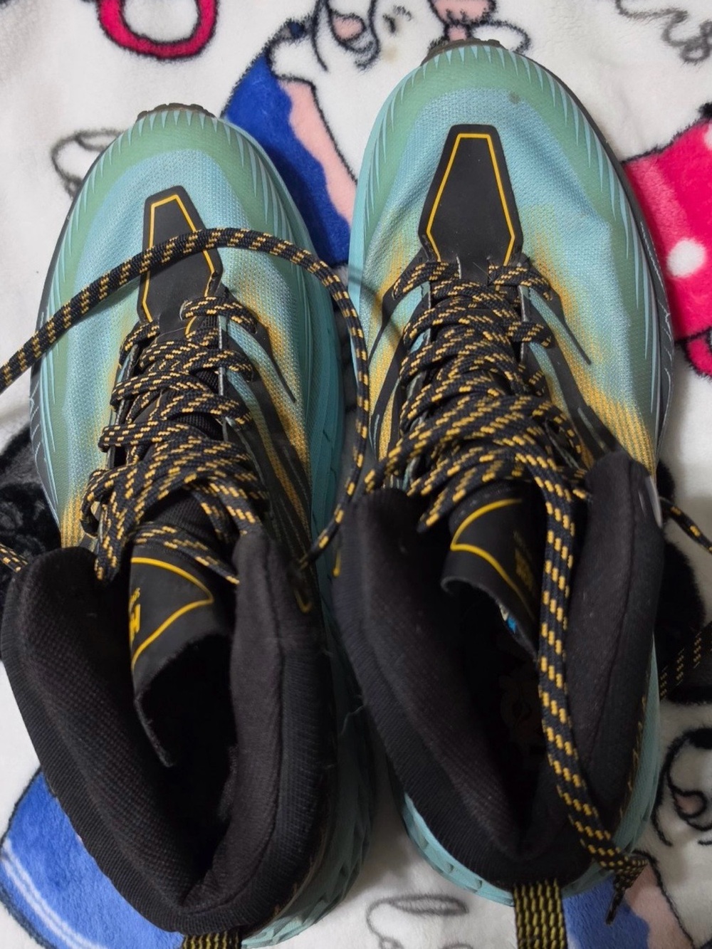 Hoka Women's Lace-Up Boots in Teal, Black and Yellow